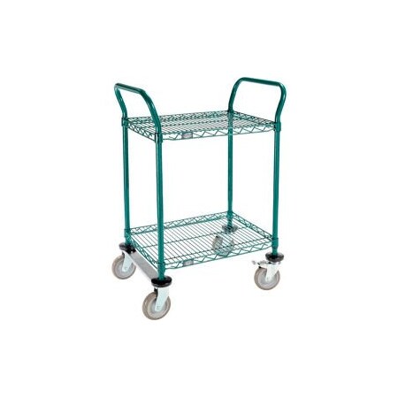 Gec Nexel Utility Cart, 2 Shelf, Poly-Green, 24"L x 18"W x 39"H, Polyurethane Rigid Casters 1824R2G